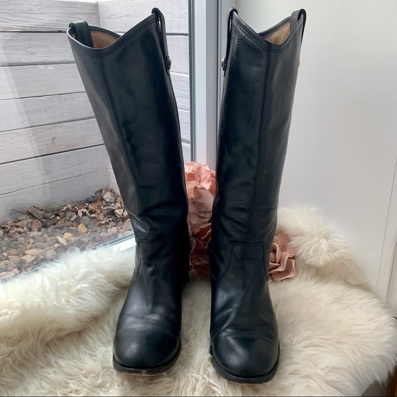 FRYE Melissa Button Black Tall Shaft Leather Boot - Picture 3 of 15